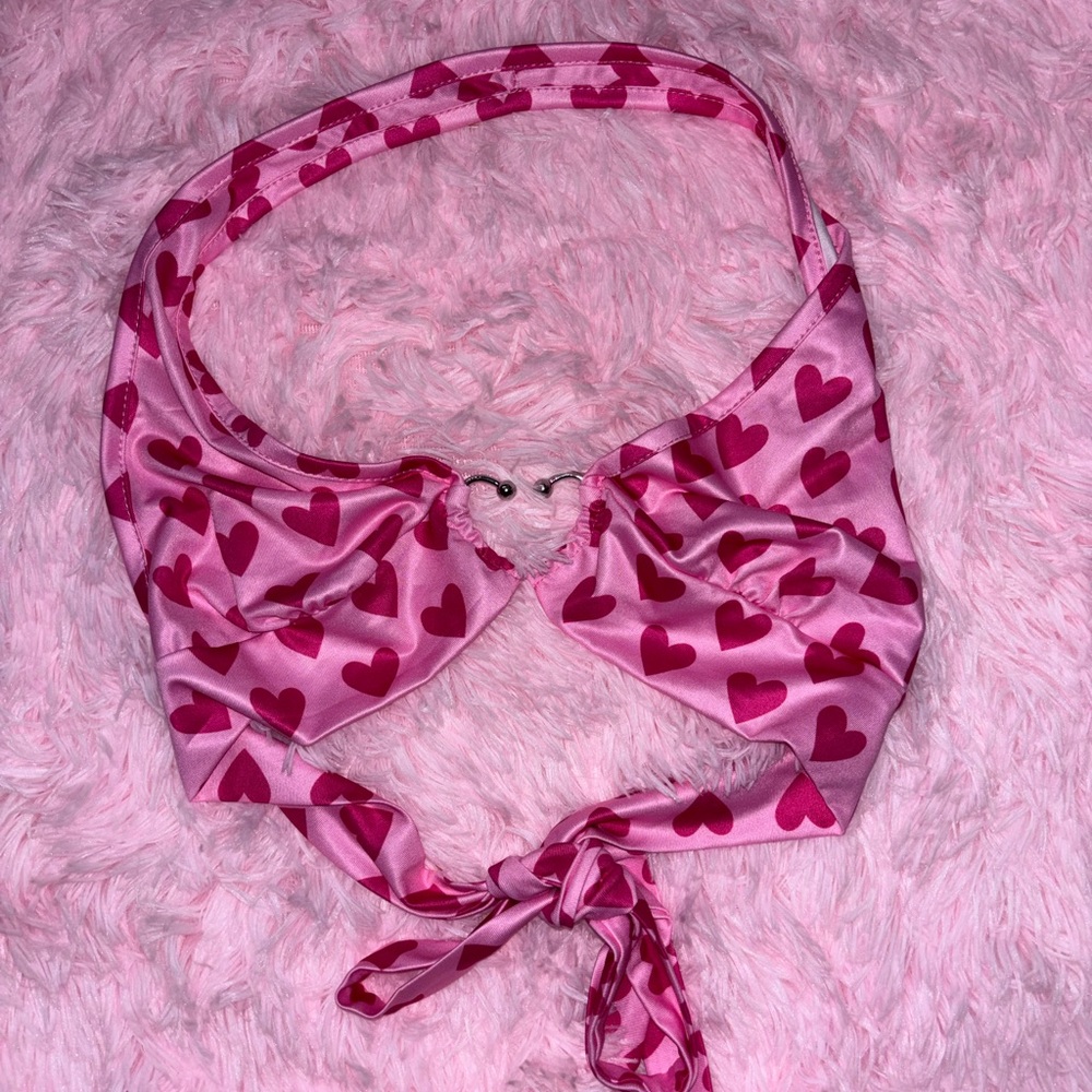 Pink Heart Patterned Top - Size Medium